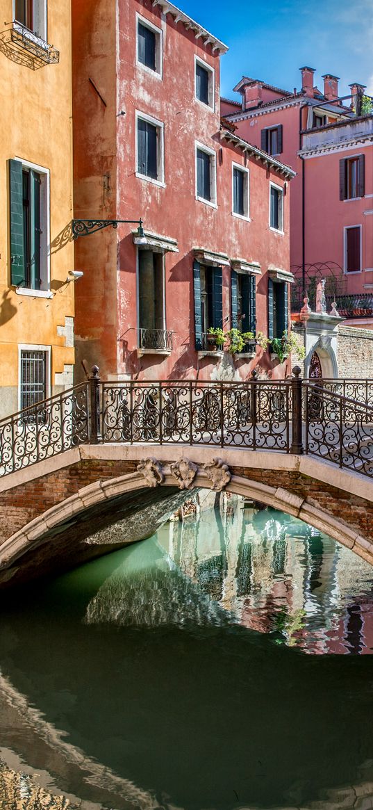 bridge, street, water, buildings, venice, italy