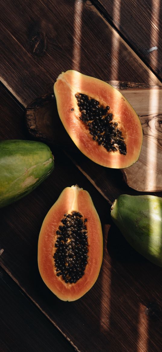 papaya, fruit, table, tree