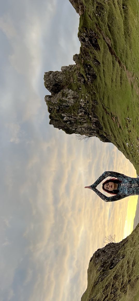 meditation, girl, mountains, scotland, woman, yoga