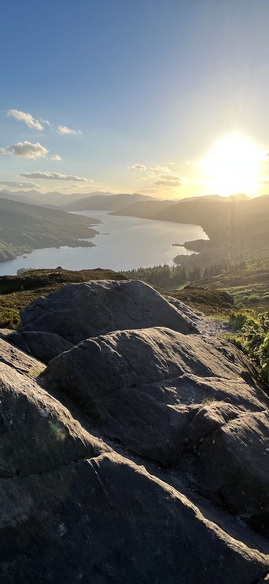 scotland, sunset, sun, mountains