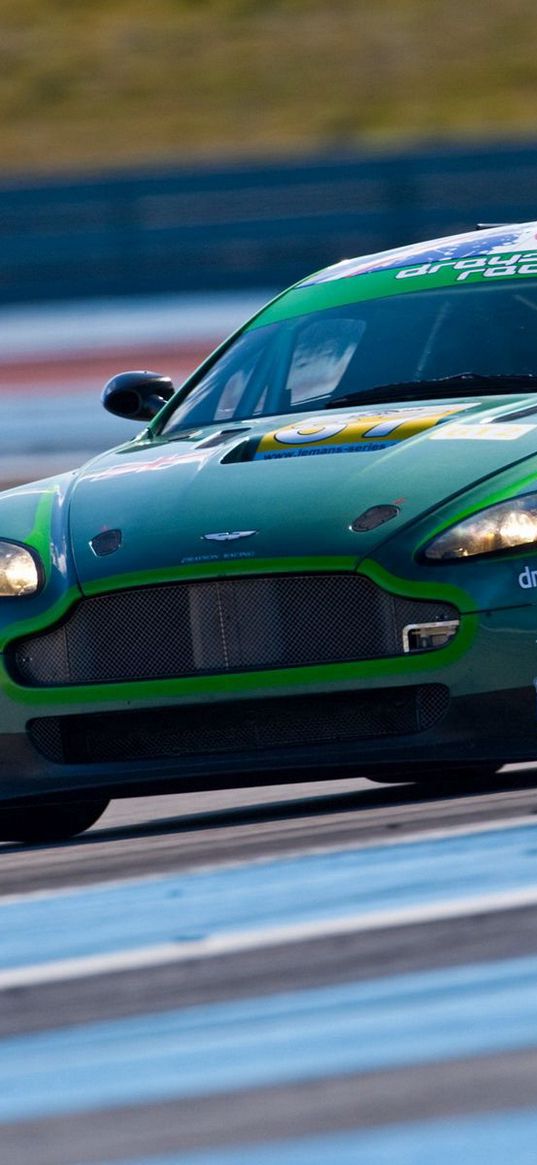 aston martin, v8, vantage, 2009, green, front view, cars, sports