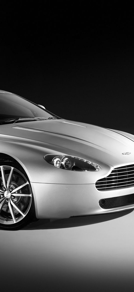 aston martin, v8, vantage, 2008, silver, side view, style