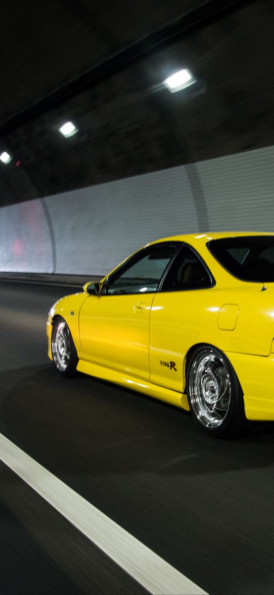 acura integra, acura, car, yellow