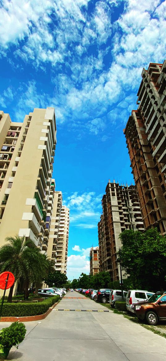 building, society, skyscrapers, clouds