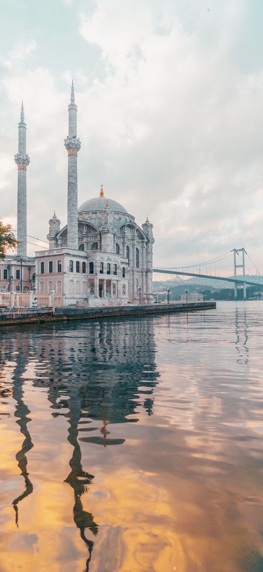 mosque, architecture, water, bridge