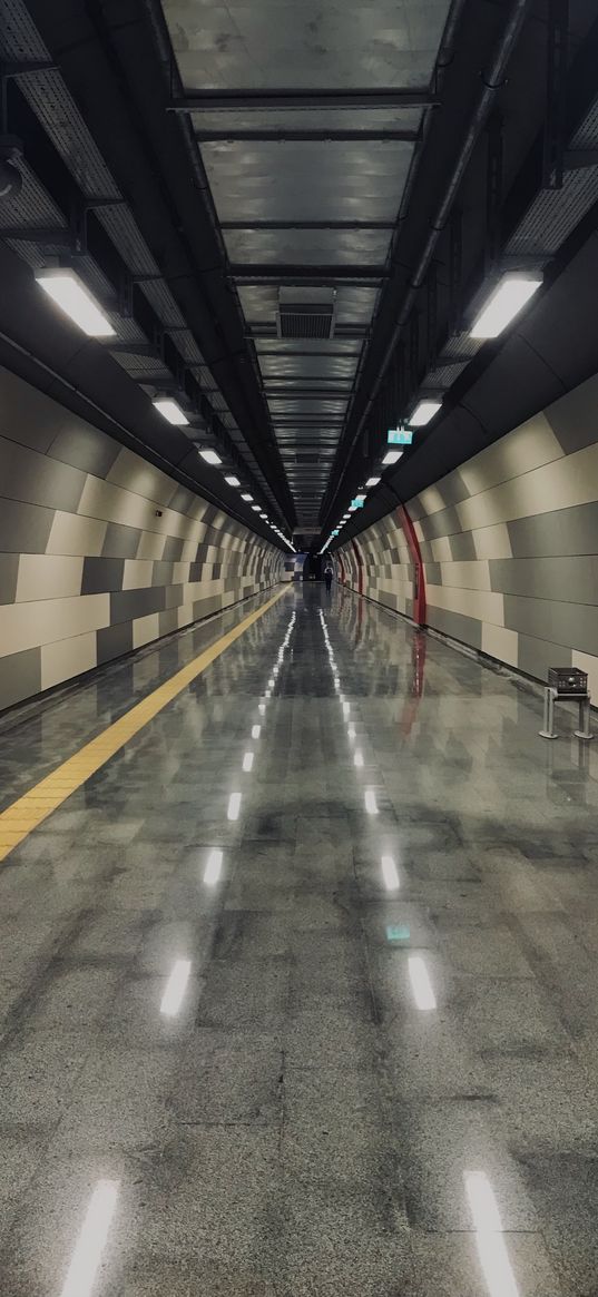 tunnel, metro, station, lamps, long, architecture