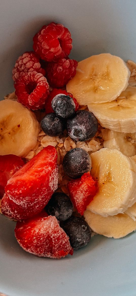 oatmeal, berries, fruits, porridge, breakfast, food