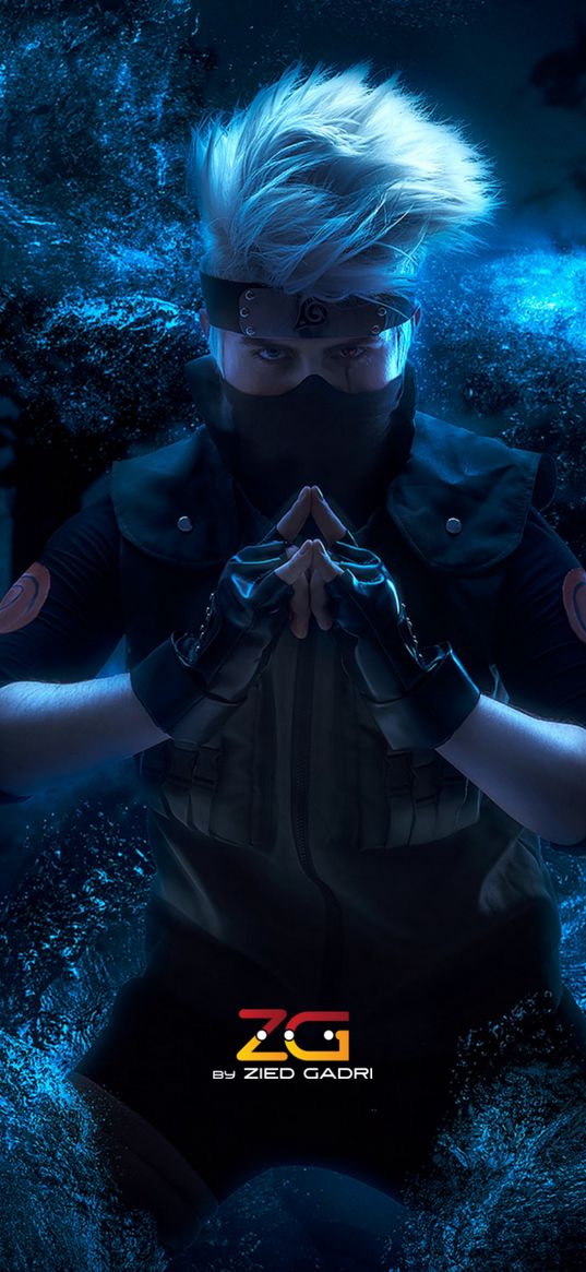 kakashi hatake, naruto, anime, water, cosplay