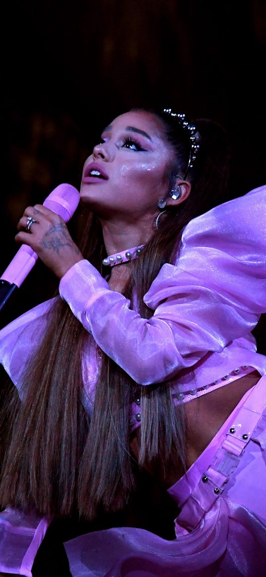 ariana grande, singer, girl, microphone, stage