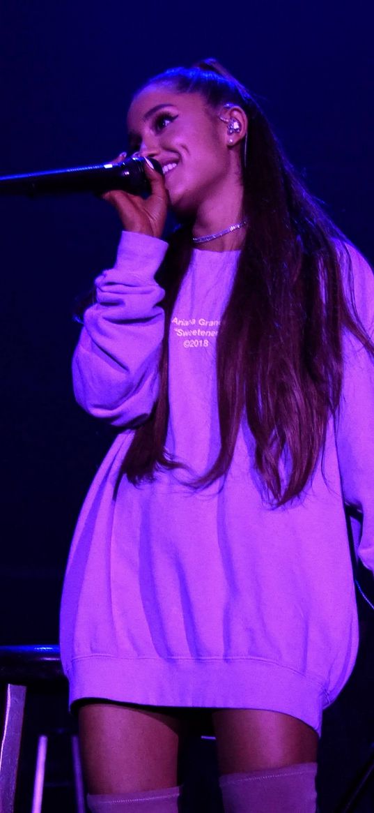 ariana grande, singer, girl, microphone, stage, concert