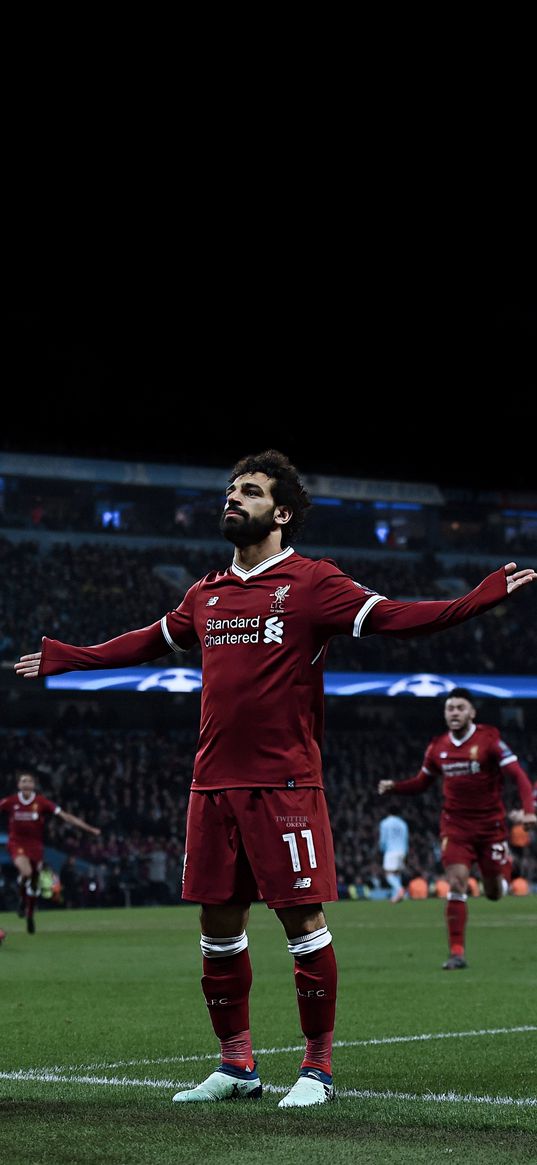 mohamed salah, footballer, liverpool, football field, stadium, football