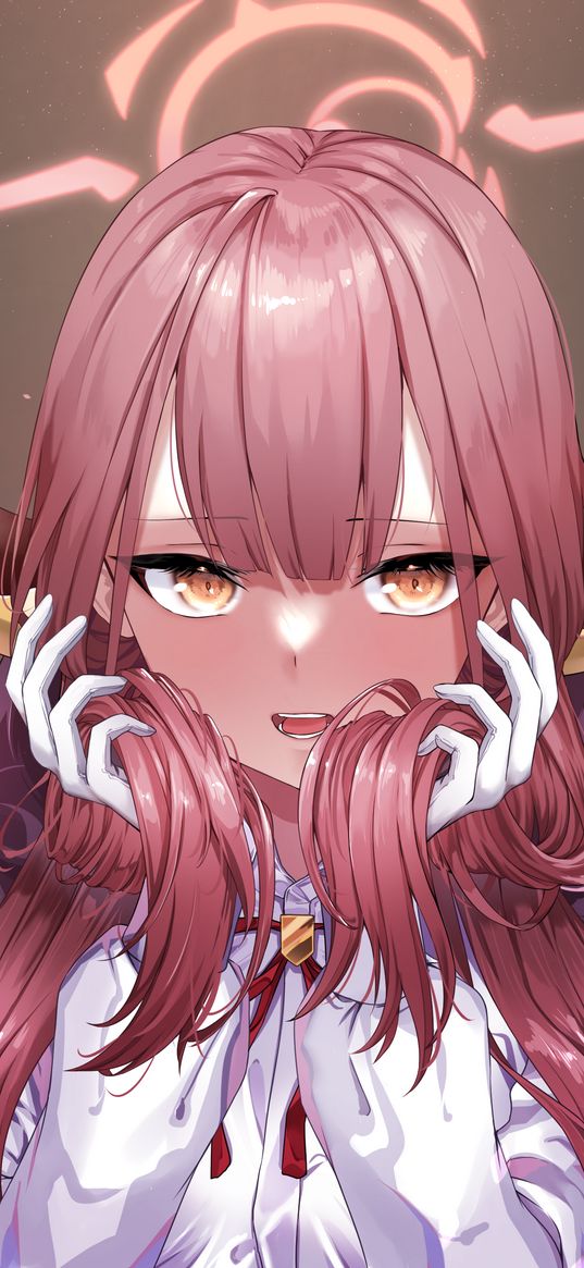 aru, blue archive, anime, girl, horns, pink hair, beautiful, cute, art