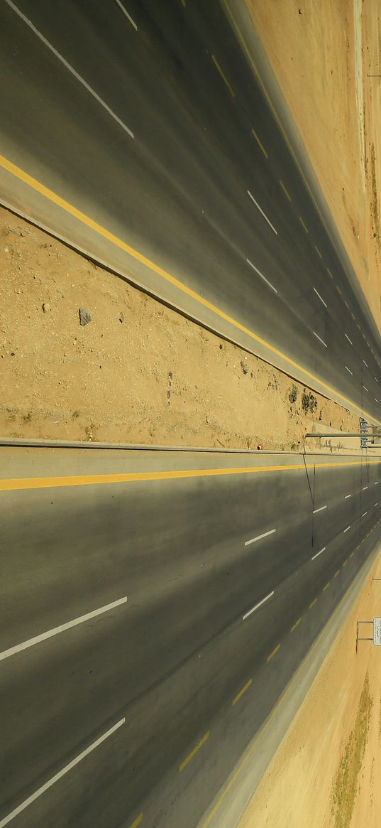 highway, road, cars, desert, horizon, sky