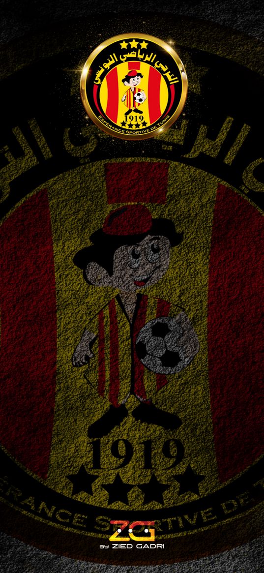 esperance tunis, football club, emblem, wall, dark