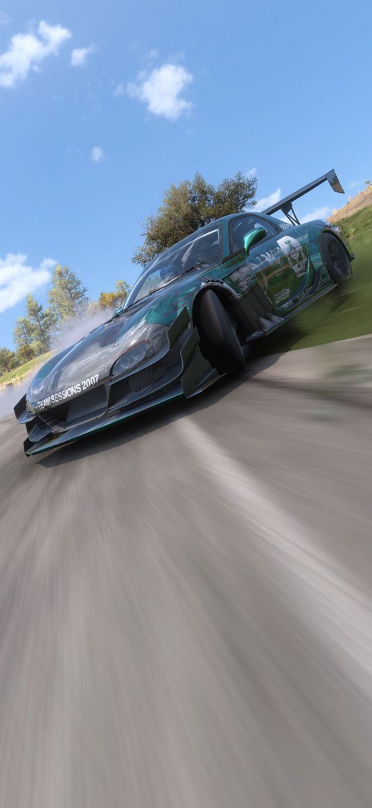 mazda rx 7, forza horizon, game, car, road, drift