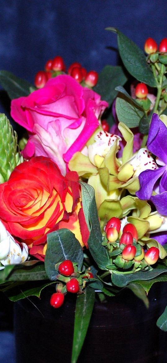 roses, flowers, bouquets, composition, vase, decoration