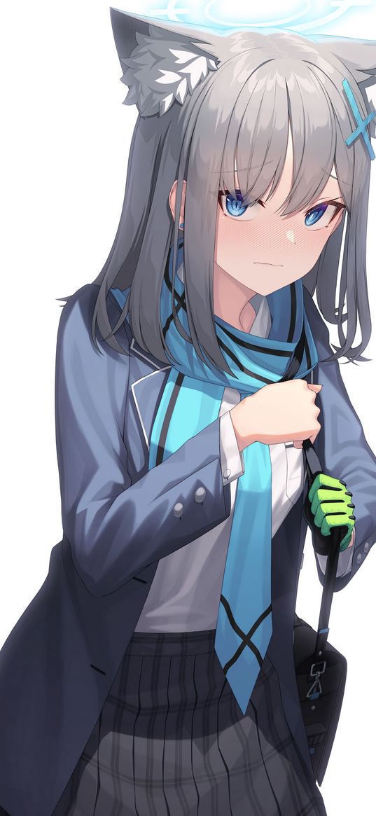 shiroko, blue archive, anime, girl, neko, game, art