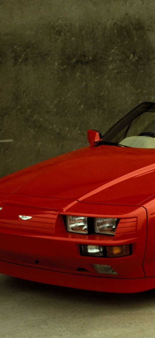 aston martin, v8, volante, 1988, red, front view, style, cabriolet