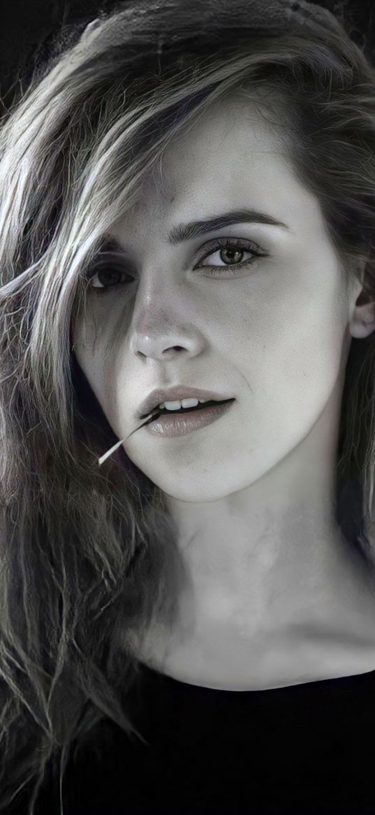 emma watson, actress, girl, beautiful, look, black and white