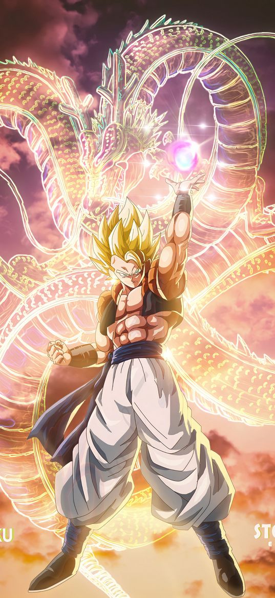 goku, dragon ball, anime, dragon character, inscriptions, art