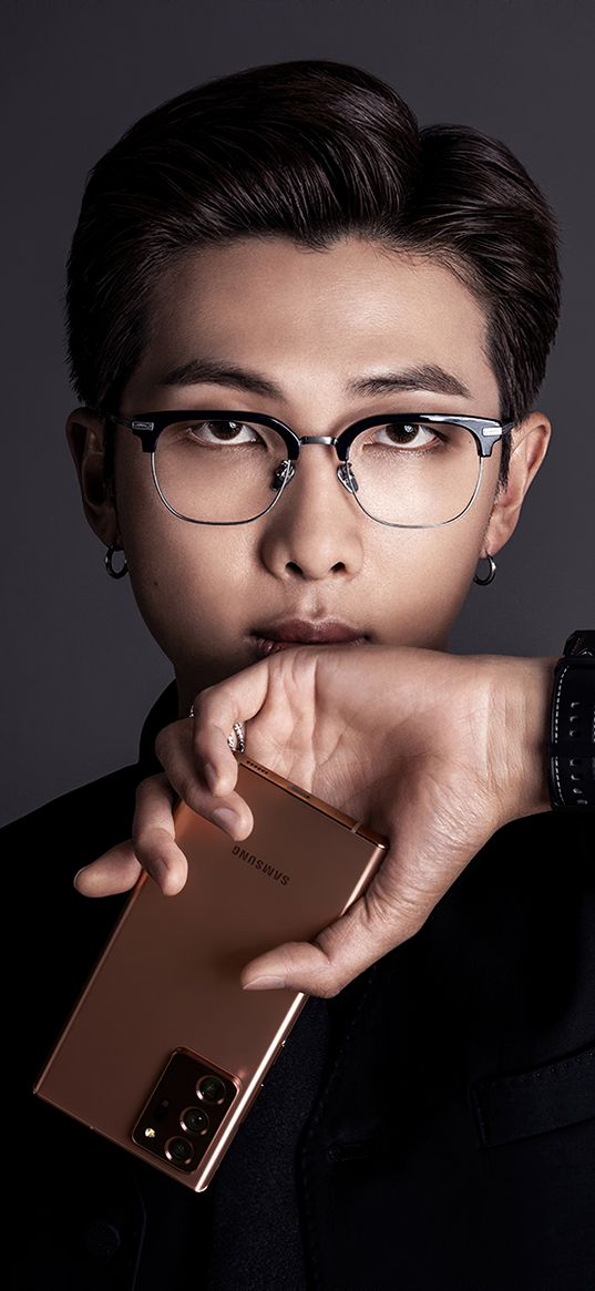 rm, bts, k-pop.singer, idol, glasses, phone