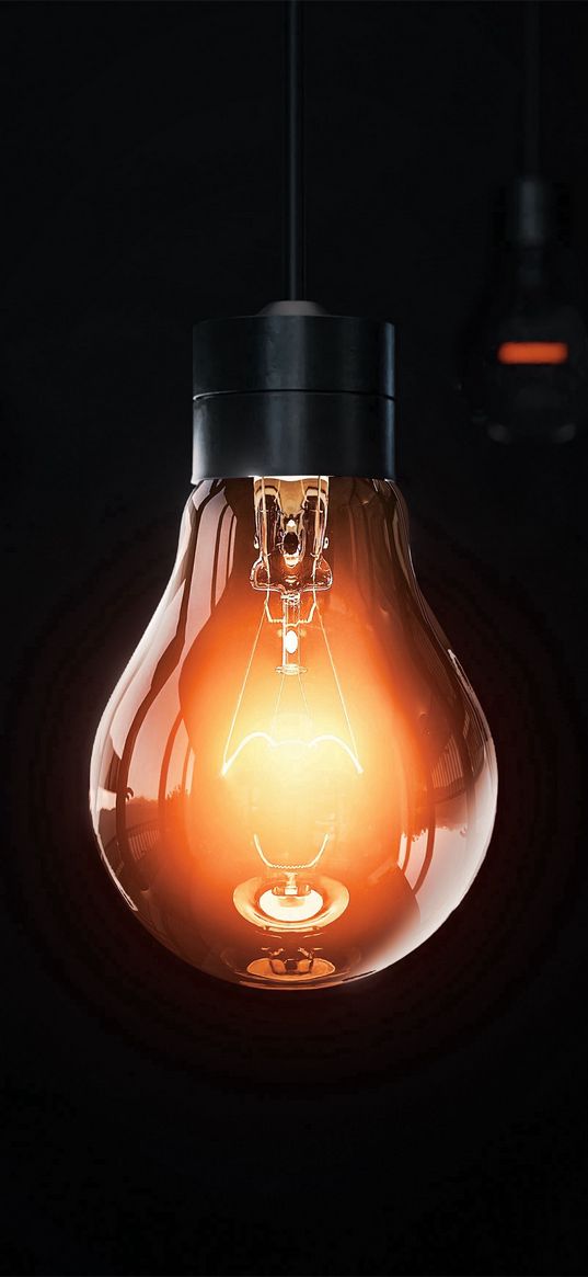 light bulb, light, yellow, loft, dark