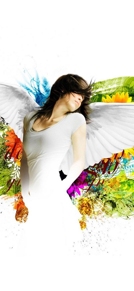 abstraction, girl, wings, angel