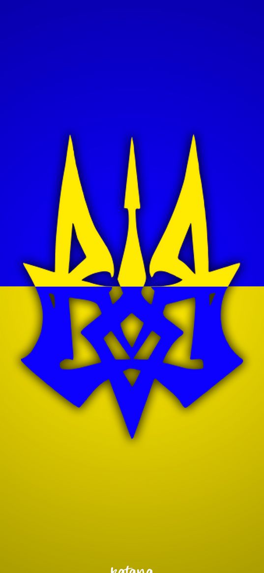 ukraine, coat of arms, flag, blue, yellow