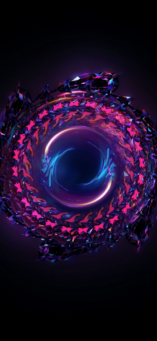 spiral, portal, sphere, crystal, purple, pink, dark background, art