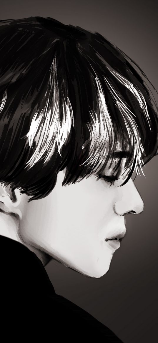 v, bts, k-pop, singer, idol, portrait, art