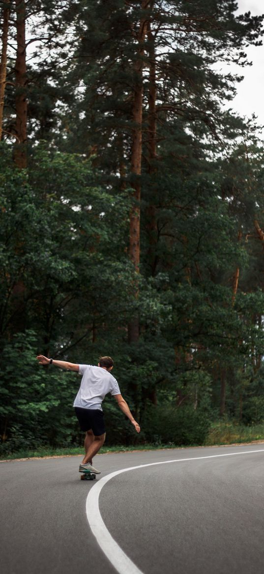 skate, ride, rider, road, way, boy, forest