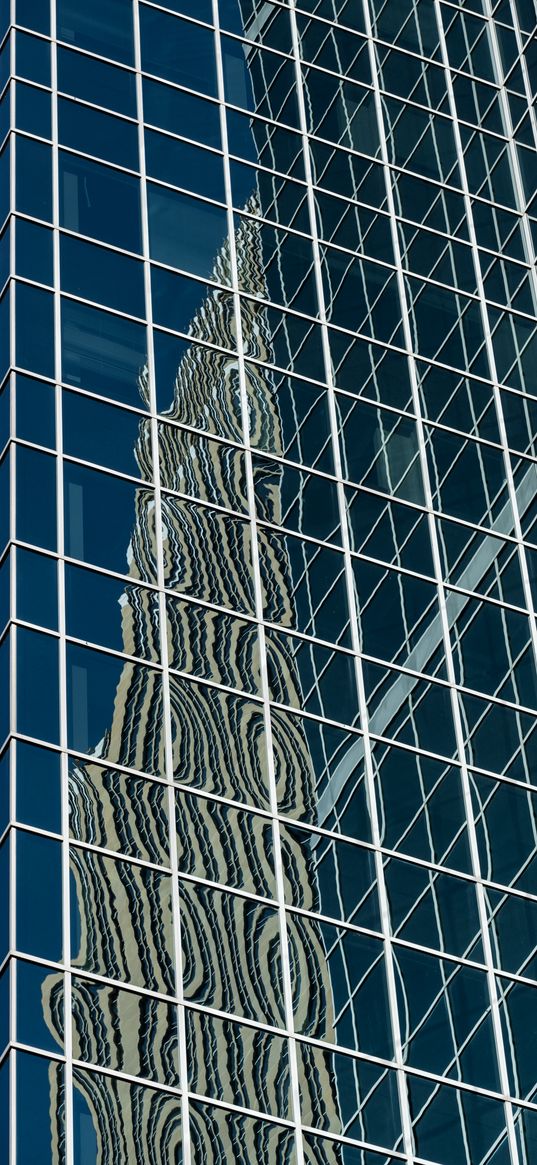 building, glass, mirrored, reflection, lines