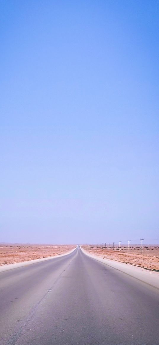 highway, road, desert, steppe, horizon, blue sky, nature