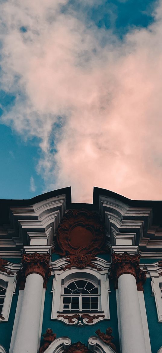 palace, house, architecture, clouds, blue sky, st. petersburg