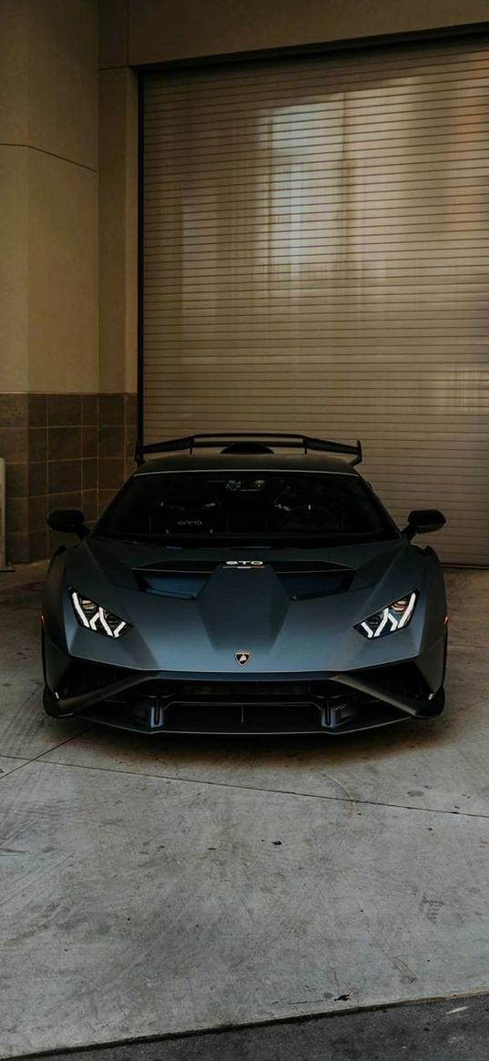 lamborghini huracan, lamborghini, sports car, car, black, concrete, garage