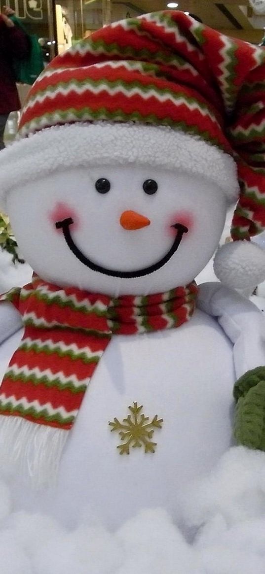 snowman, smiling, cotton, tree, presents, christmas, new year, holiday