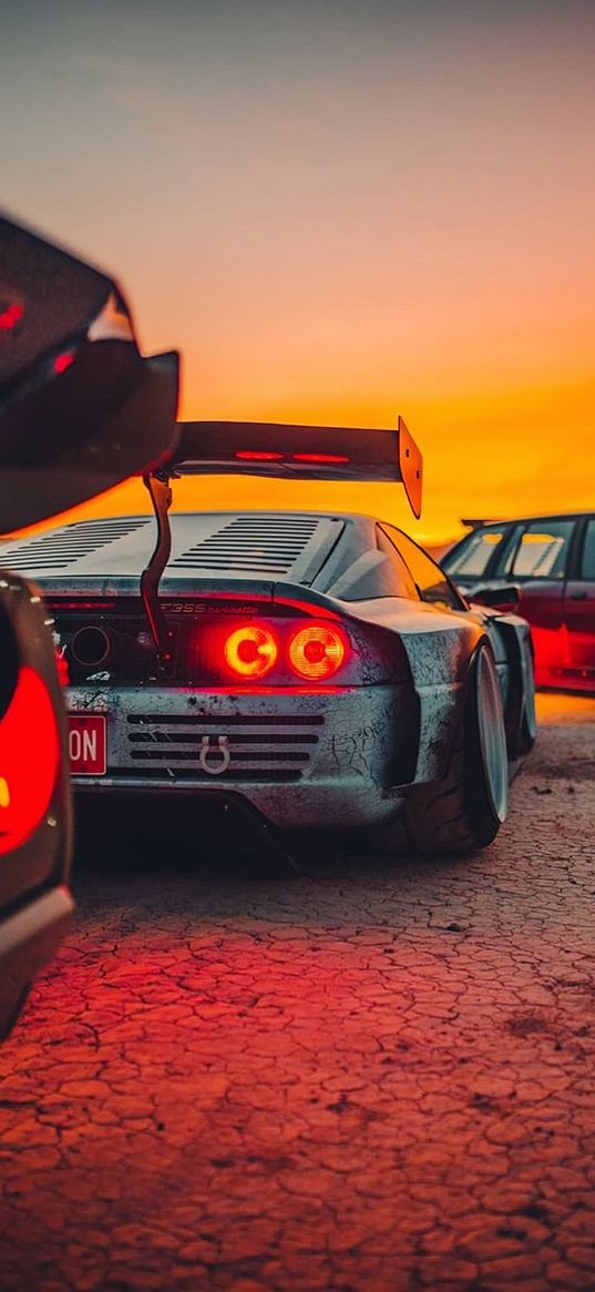 sports cars, cars, tuning, desert, earth, sunset