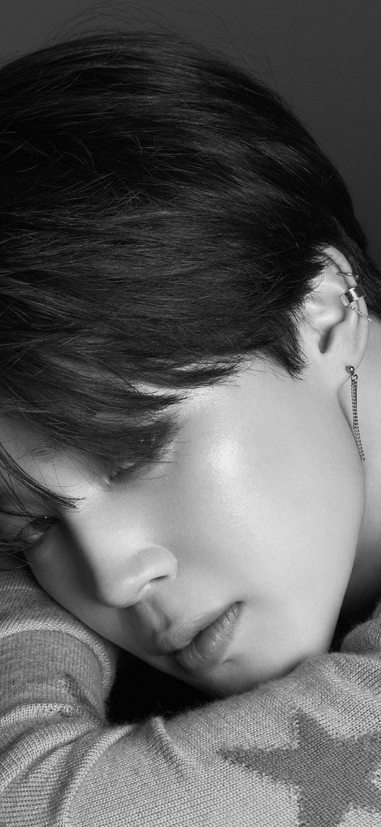 bts, jimin, k-pop, music, portrait, black and white