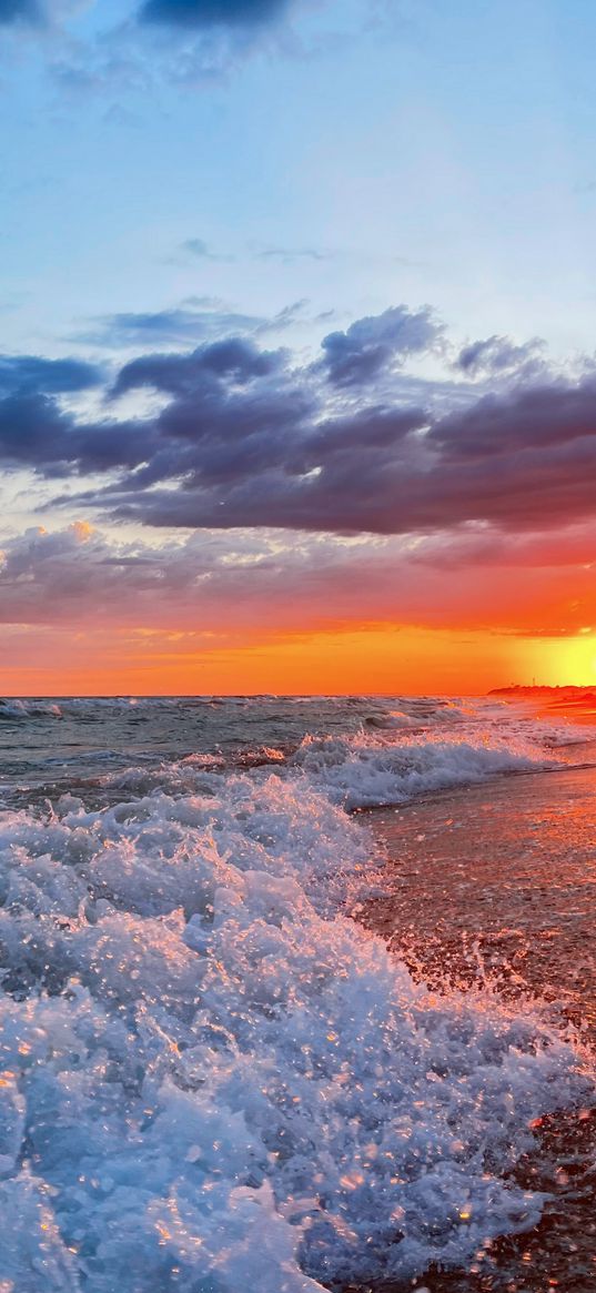 sea, sunset, beach