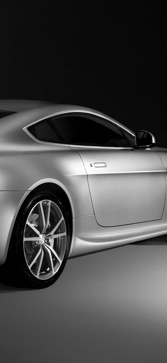 aston martin, v8, vantage, 2008, silver, side view, style, cars