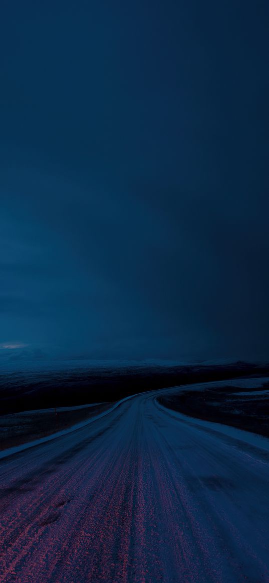 road, steppe, desert, night, clouds, darkness, nature