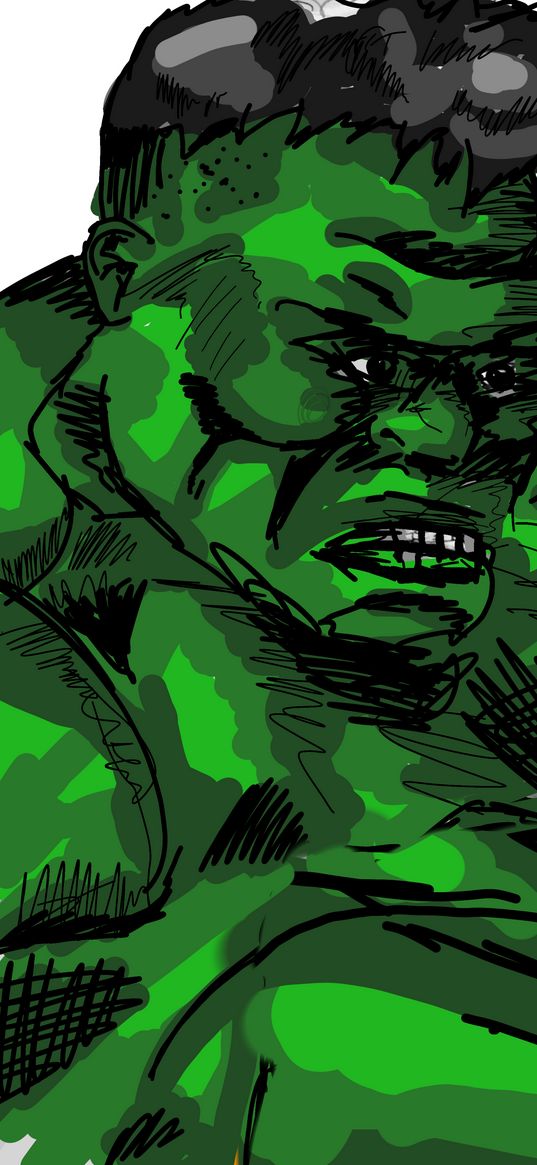 hulk, superhero, marvel, strong, green, drawing, art