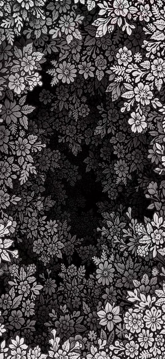 flowers, black and white, relief, layering, art