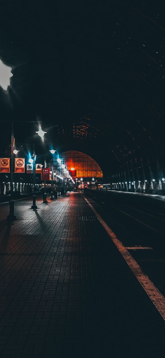 metro, station, lights, dark