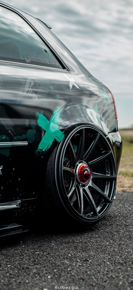 audi, car, black, lettering, wheel