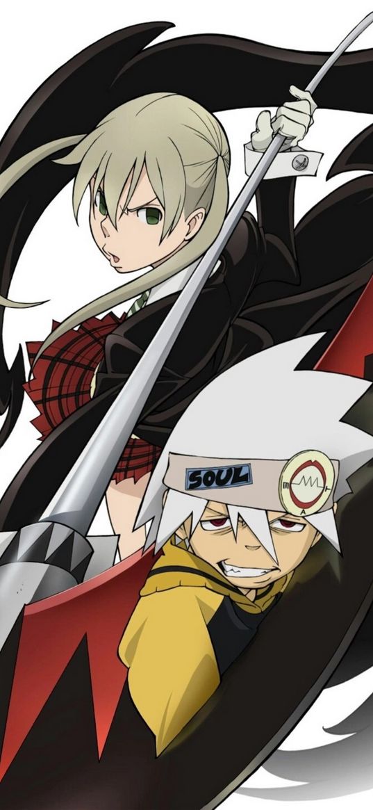 soul, maka, soul eater, anime, girl, guy, spear, art