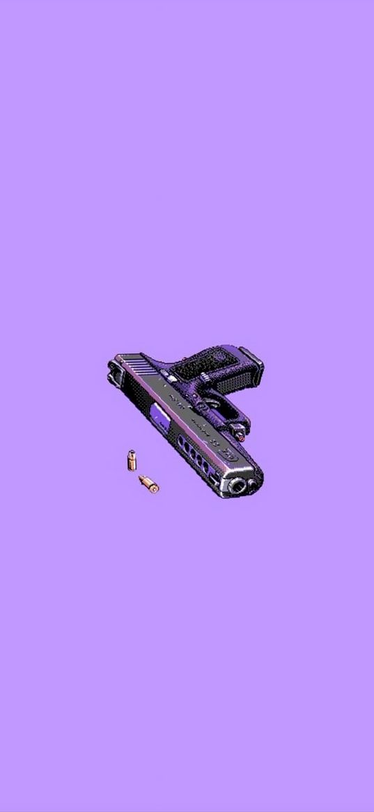 glock, pistol, weapon, ammo, purple background, pixel art