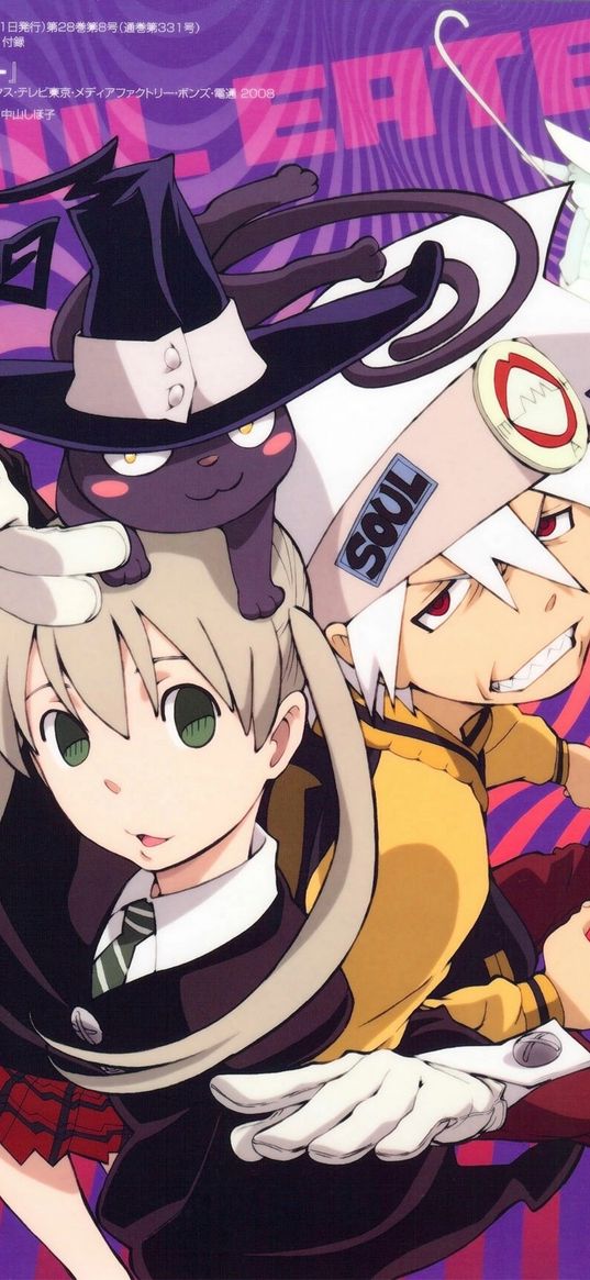 soul, maka, soul eater, anime, girl, guy, cat, art