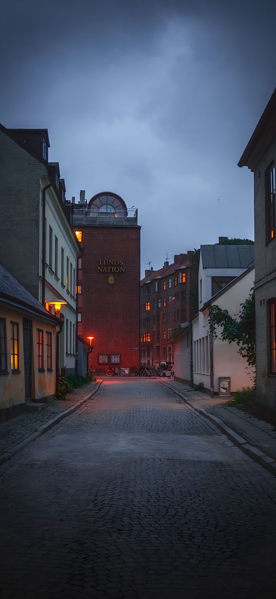 street, houses, twilight, city, stockholm