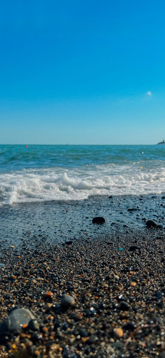 sea, stones, pebbles, nature